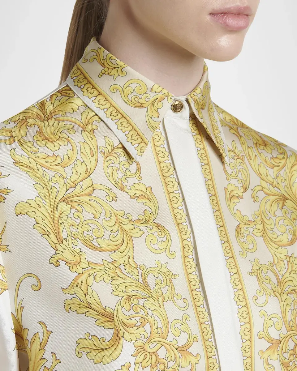 Versace New Baroque Silk Twill Belted Midi Shirtdress | Thumbnail 5 Versace New Baroque Silk Twill Belted Midi Shirtdress | Thumbnail 5