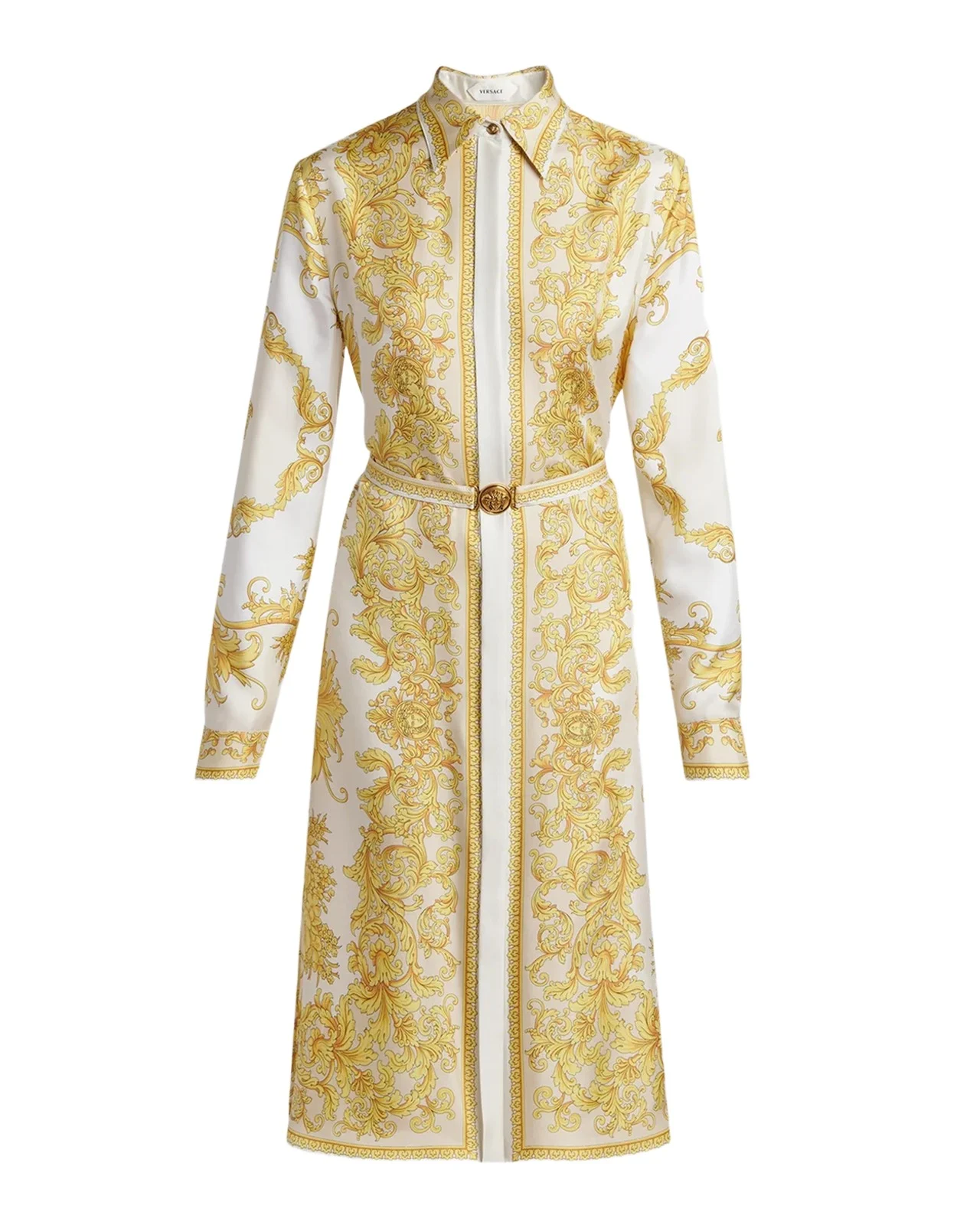 New Baroque Silk Twill Belted Midi Shirtdress