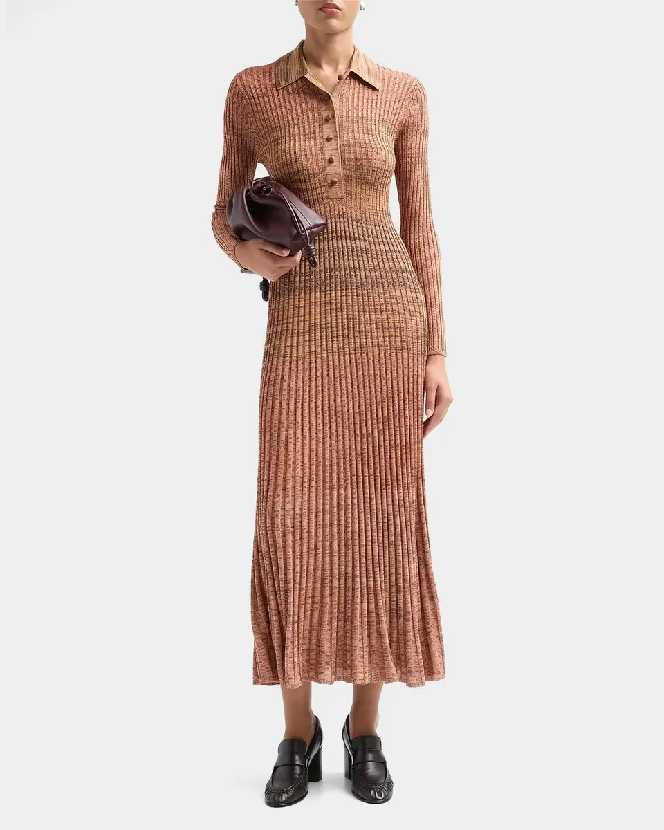 Zimmermann Mouline Rib-Knit Polo Midi Dress | Thumbnail 2