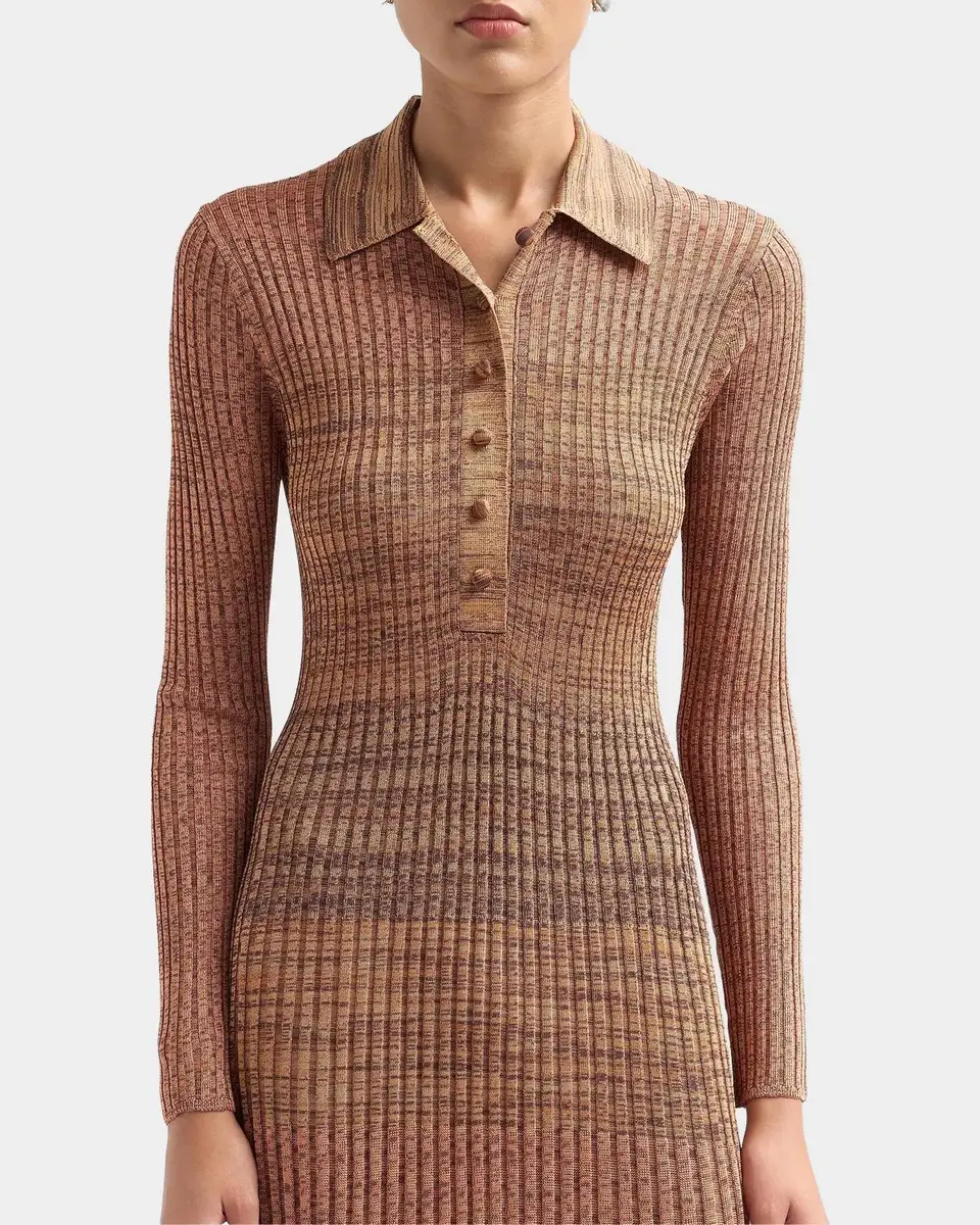 Zimmermann Mouline Rib-Knit Polo Midi Dress | Thumbnail 3