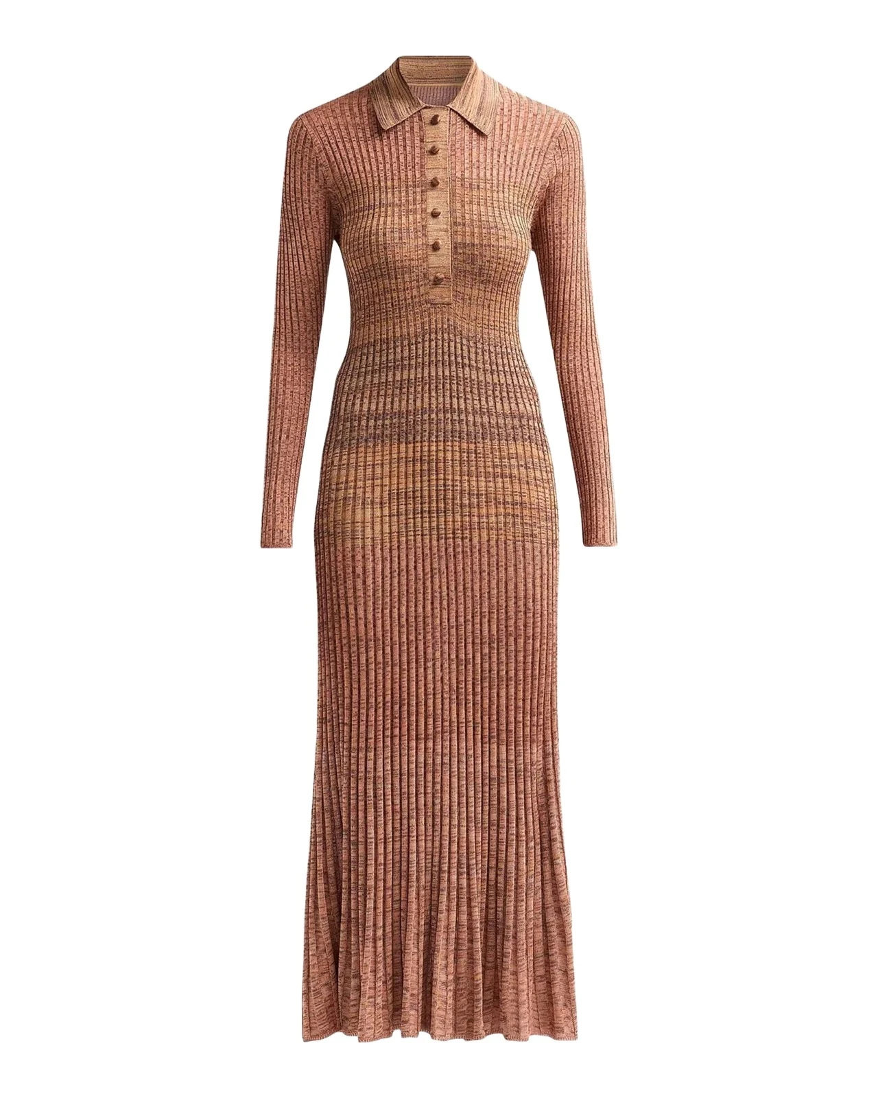 Zimmermann Mouline Rib-Knit Polo Midi Dress