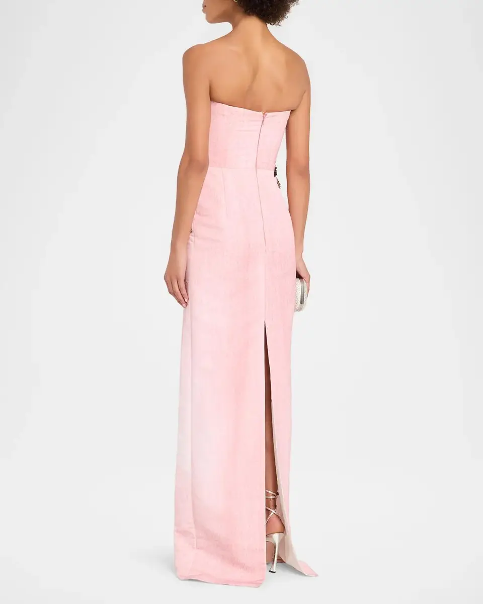 Oscar de la Renta Strapless Beaded Flower Column Gown | Thumbnail 3 Oscar de la Renta Strapless Beaded Flower Column Gown | Thumbnail 3