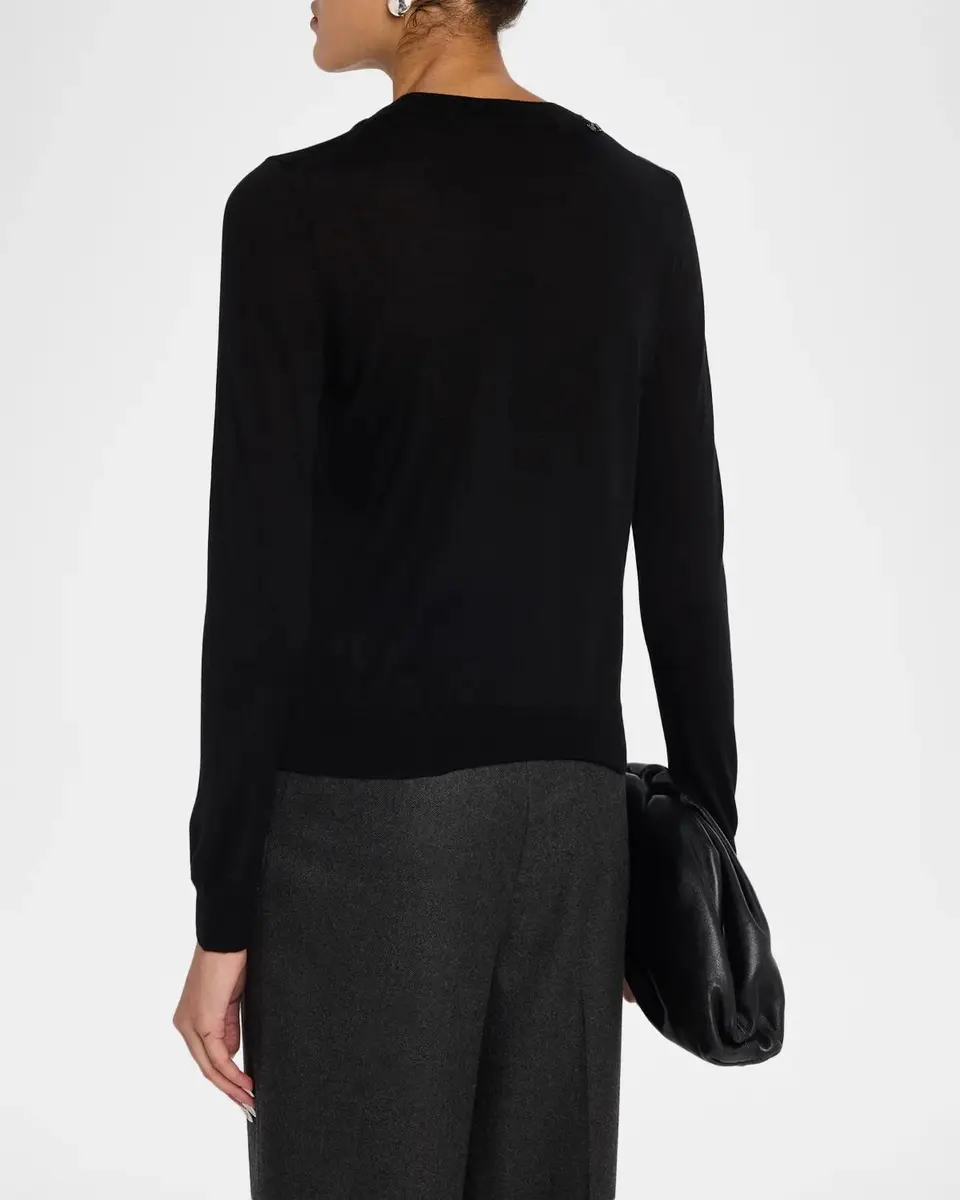 Carolina Herrera Embroidered Wool & Silk-Blend Long-Sleeve Sweater | Thumbnail 3 Carolina Herrera Embroidered Wool & Silk-Blend Long-Sleeve Sweater | Thumbnail 3
