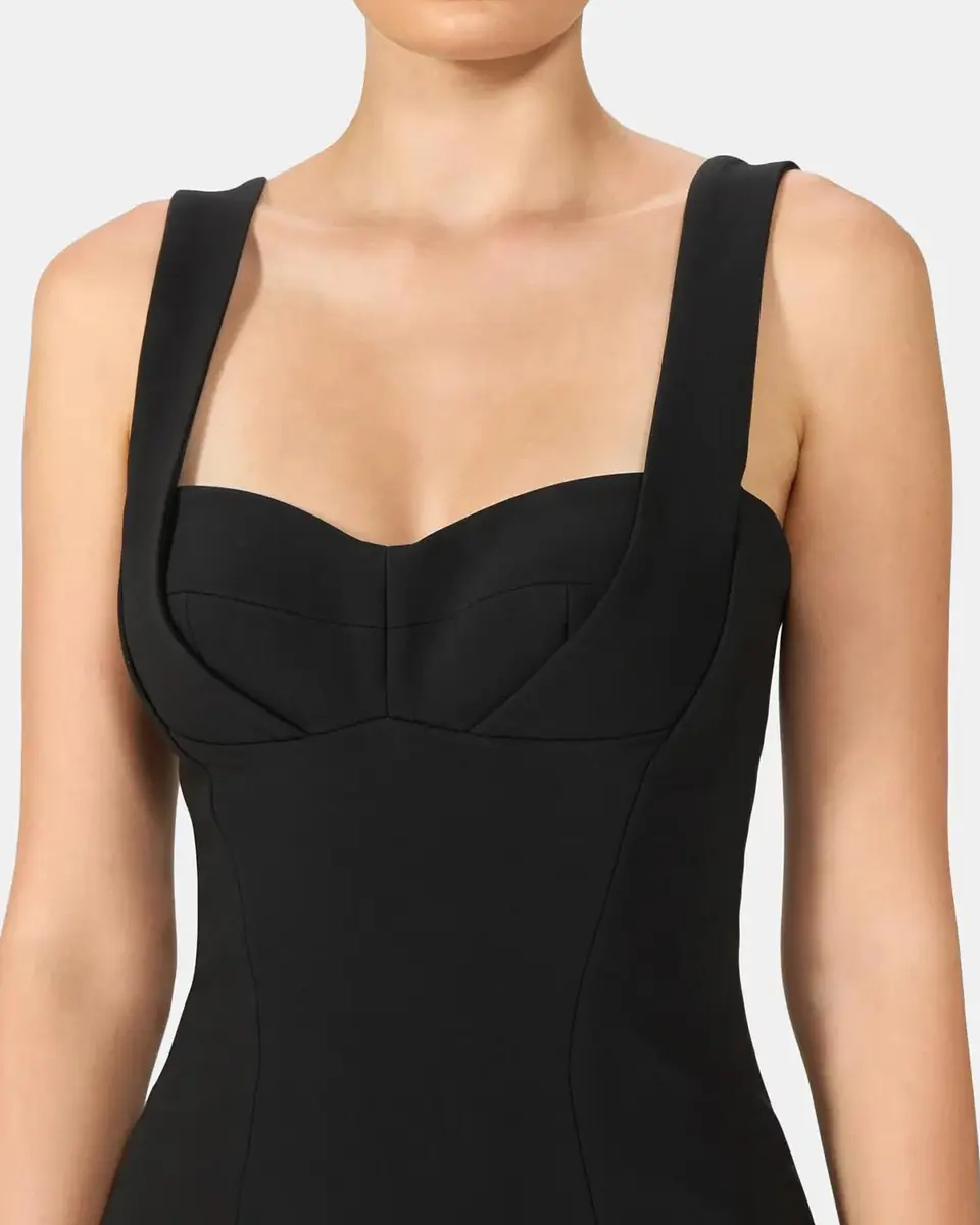 Costarellos Avera Sculpted Crepe Sleeveless Midi Dress | Thumbnail 4