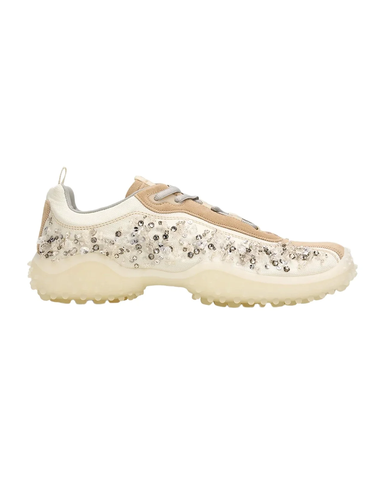 Miu Miu Embellished Suede and Canvas Low-Top Sneakers