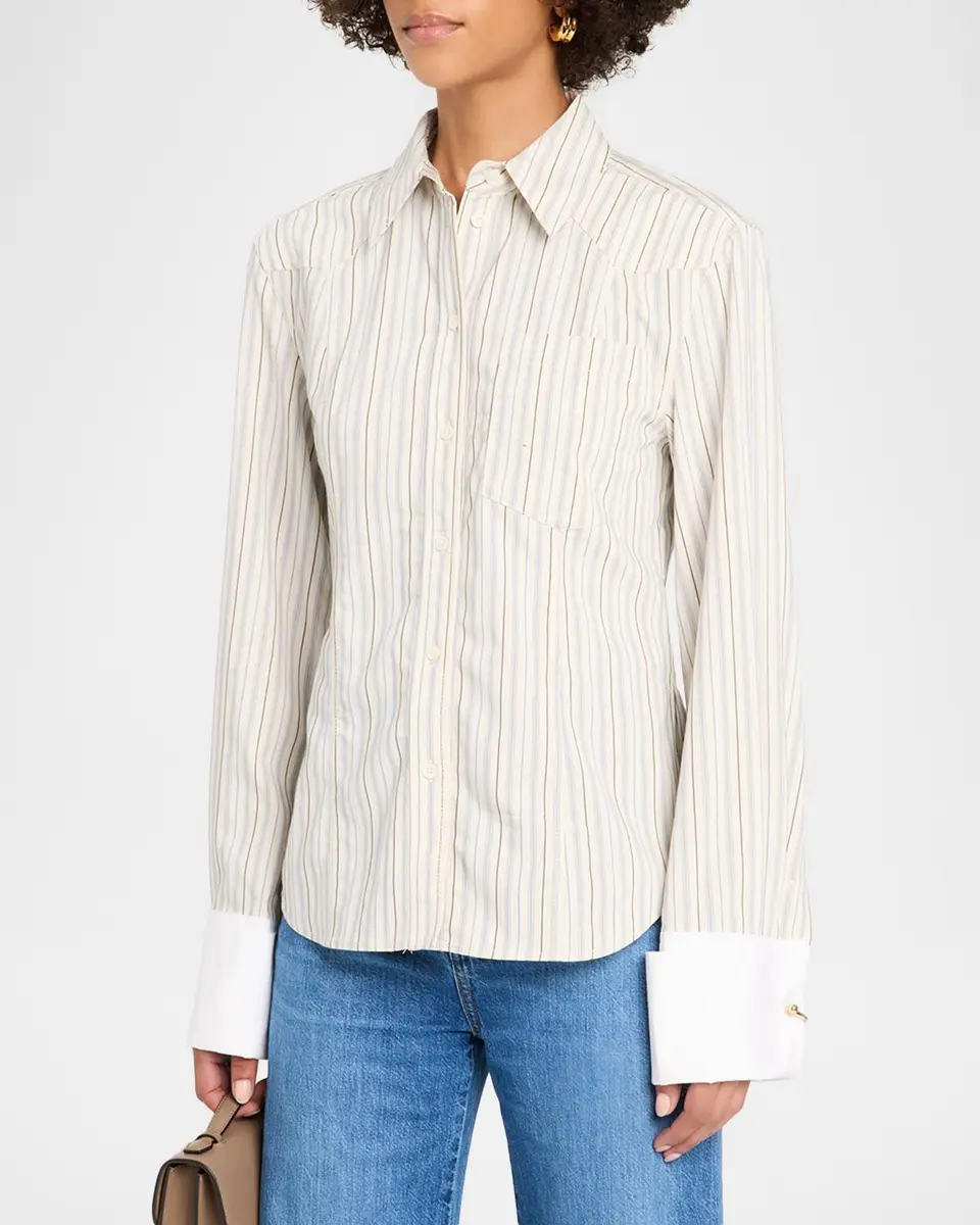 Veronica Beard Rourke Striped Shirt | Thumbnail 4 Veronica Beard Rourke Striped Shirt | Thumbnail 4