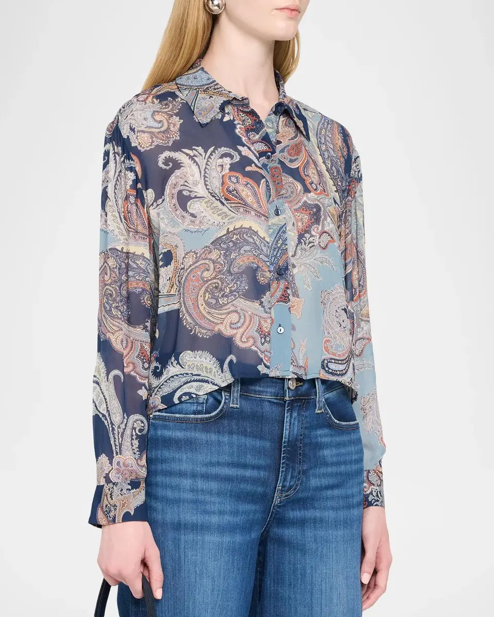 L'Agence Cosette Cropped Button-Front Shirt | Thumbnail 4