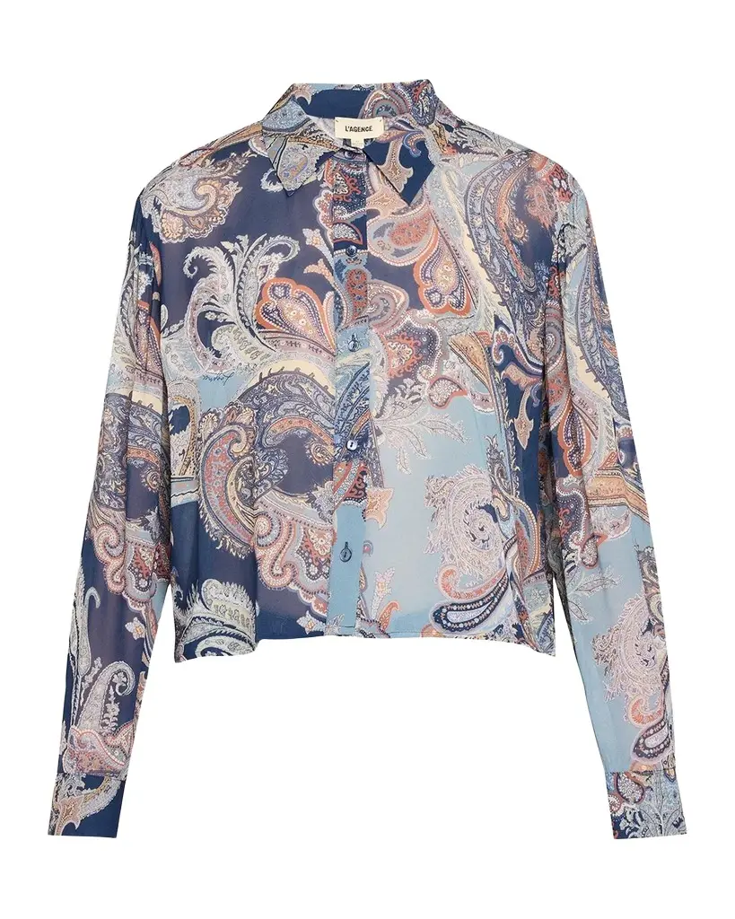 L'Agence Cosette Cropped Button-Front Shirt