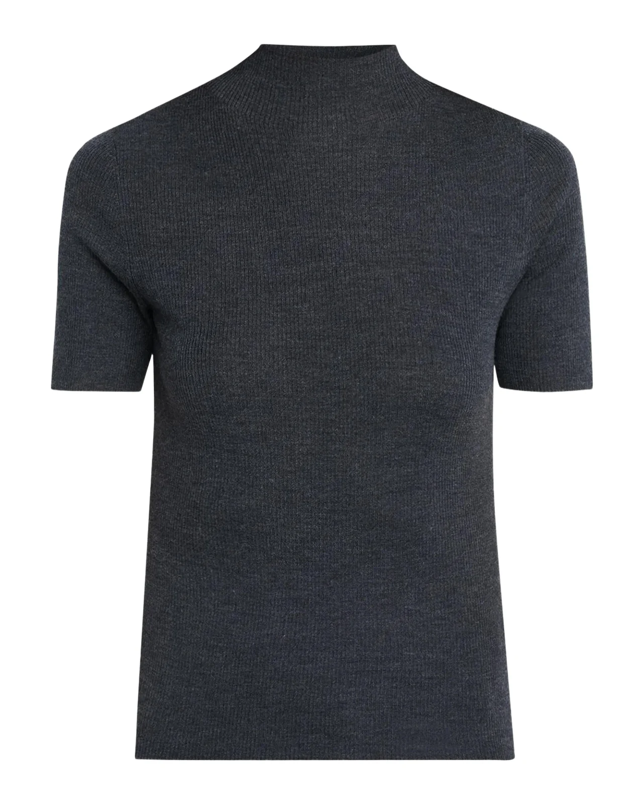 Theory Leenda Regal Merino Wool Short-Sleeve Mock-Neck Top