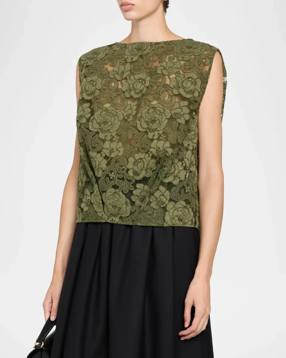 Simone Rocha Sleeveless Floral Lace Boxy Smock Top | Thumbnail 4 Simone Rocha Sleeveless Floral Lace Boxy Smock Top | Thumbnail 4
