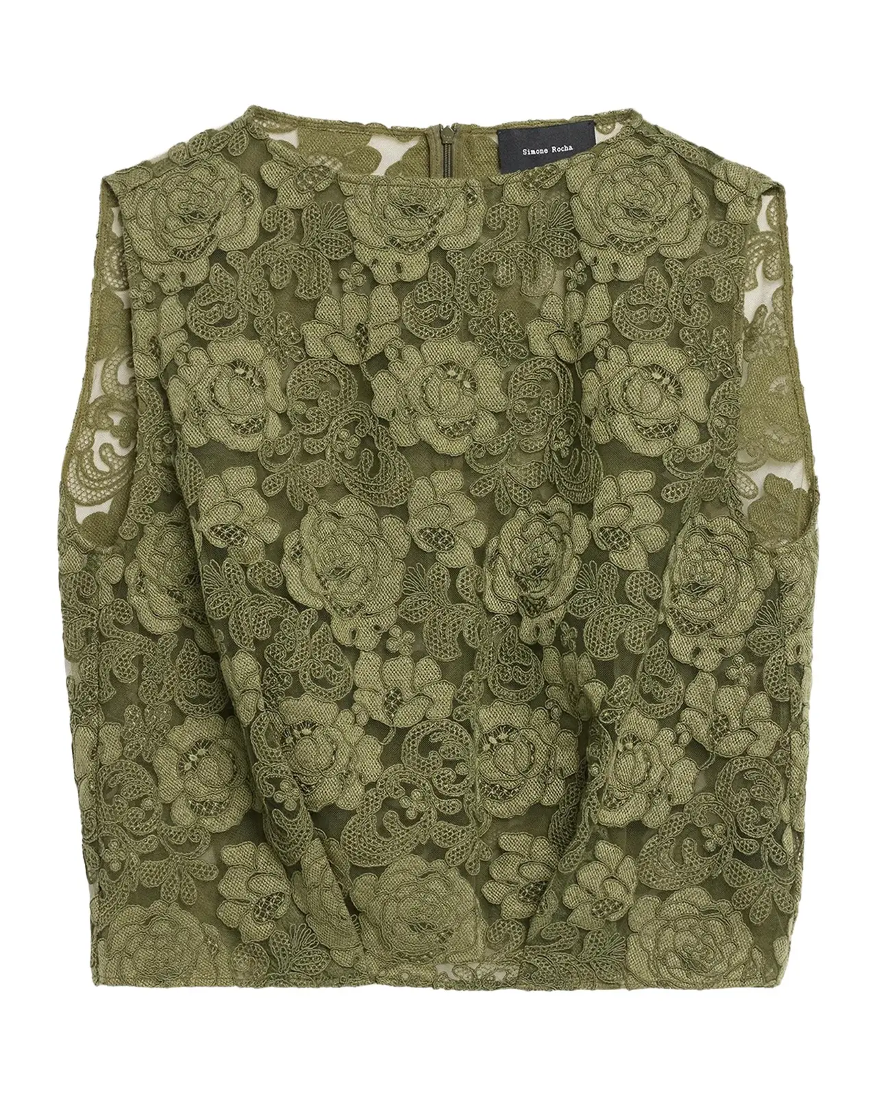 Simone Rocha Sleeveless Floral Lace Boxy Smock Top