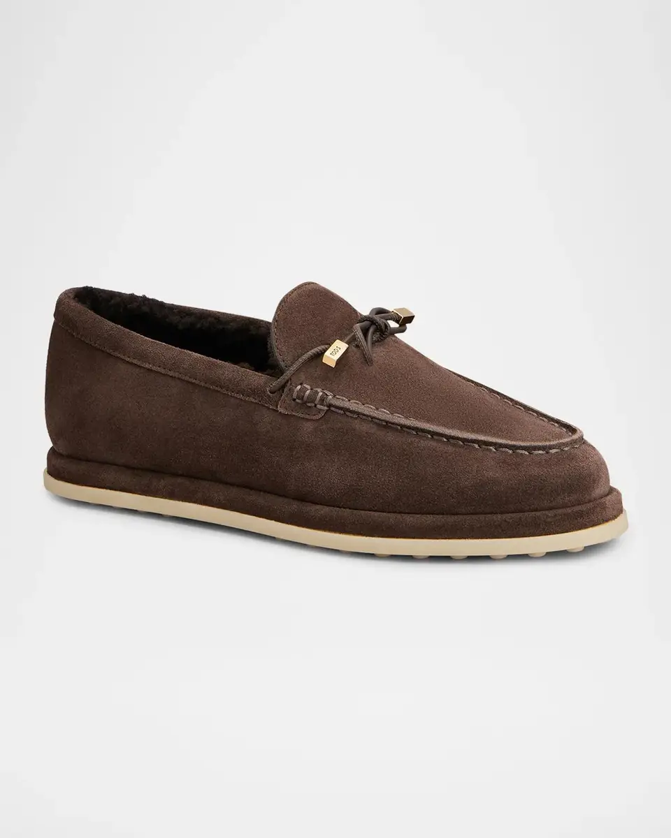 Tod's Suede Shearling-Lined Moc-Toe Loafers | Thumbnail 2 Tod's Suede Shearling-Lined Moc-Toe Loafers | Thumbnail 2