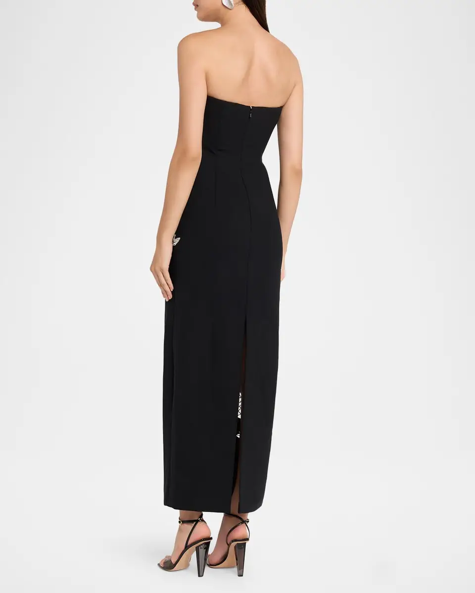 Oscar de la Renta Strapless Crystal Floral Inset Column Gown | Thumbnail 3 Oscar de la Renta Strapless Crystal Floral Inset Column Gown | Thumbnail 3
