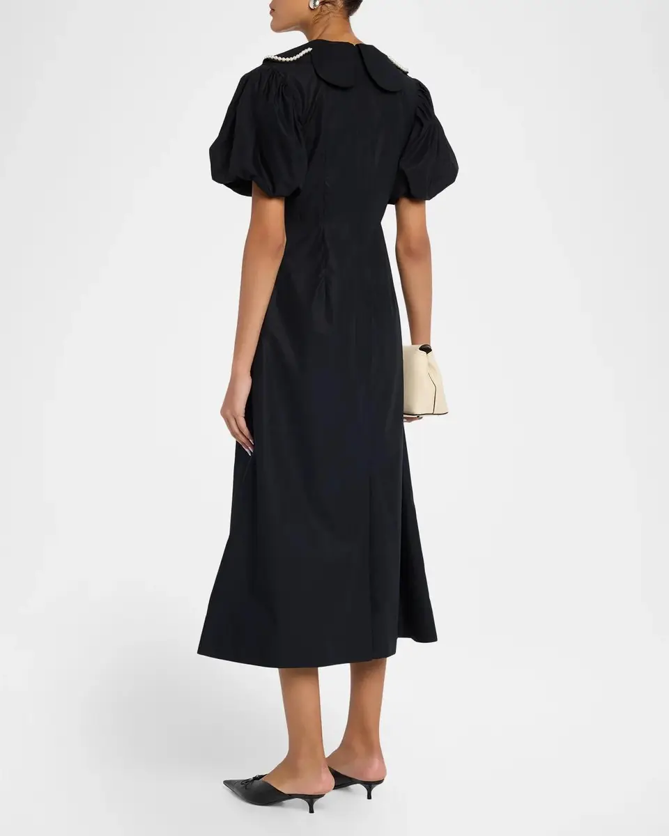Simone Rocha Pearly-Beaded Collar Puff-Sleeve Midi Dress | Thumbnail 3