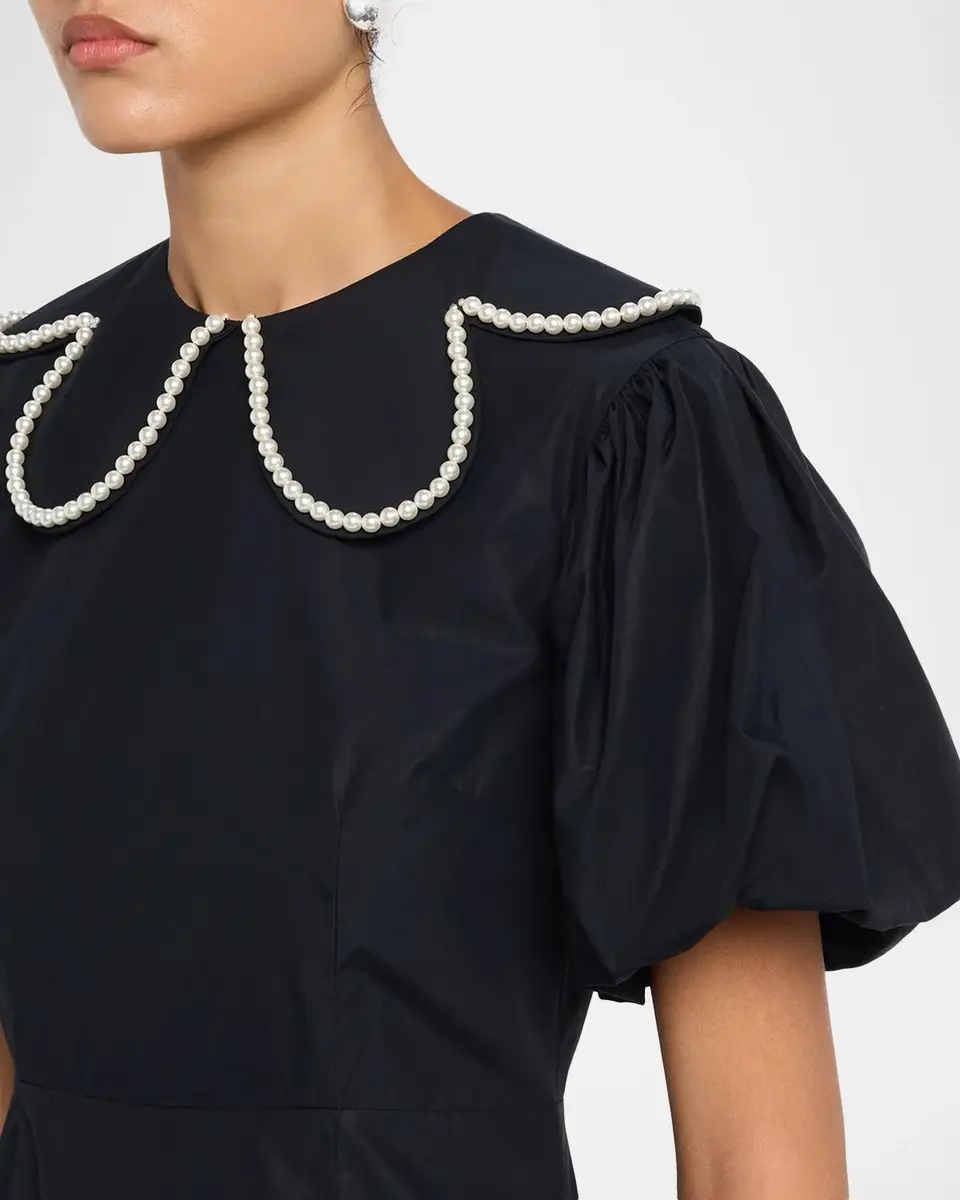 Simone Rocha Pearly-Beaded Collar Puff-Sleeve Midi Dress | Thumbnail 5