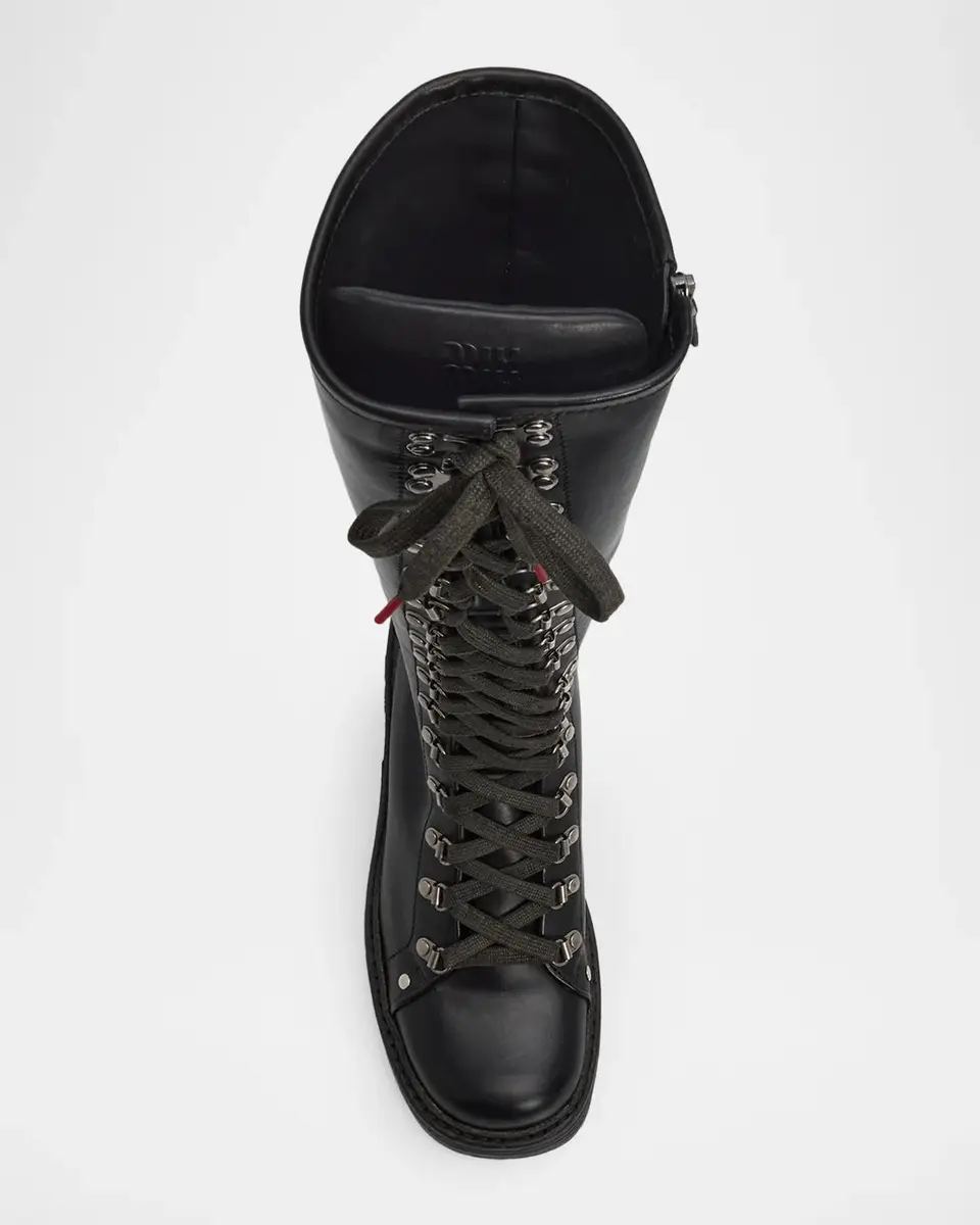 Miu Miu 40mm Leather Lace-Up Knee-High Combat Boots | Thumbnail 6 Miu Miu 40mm Leather Lace-Up Knee-High Combat Boots | Thumbnail 6