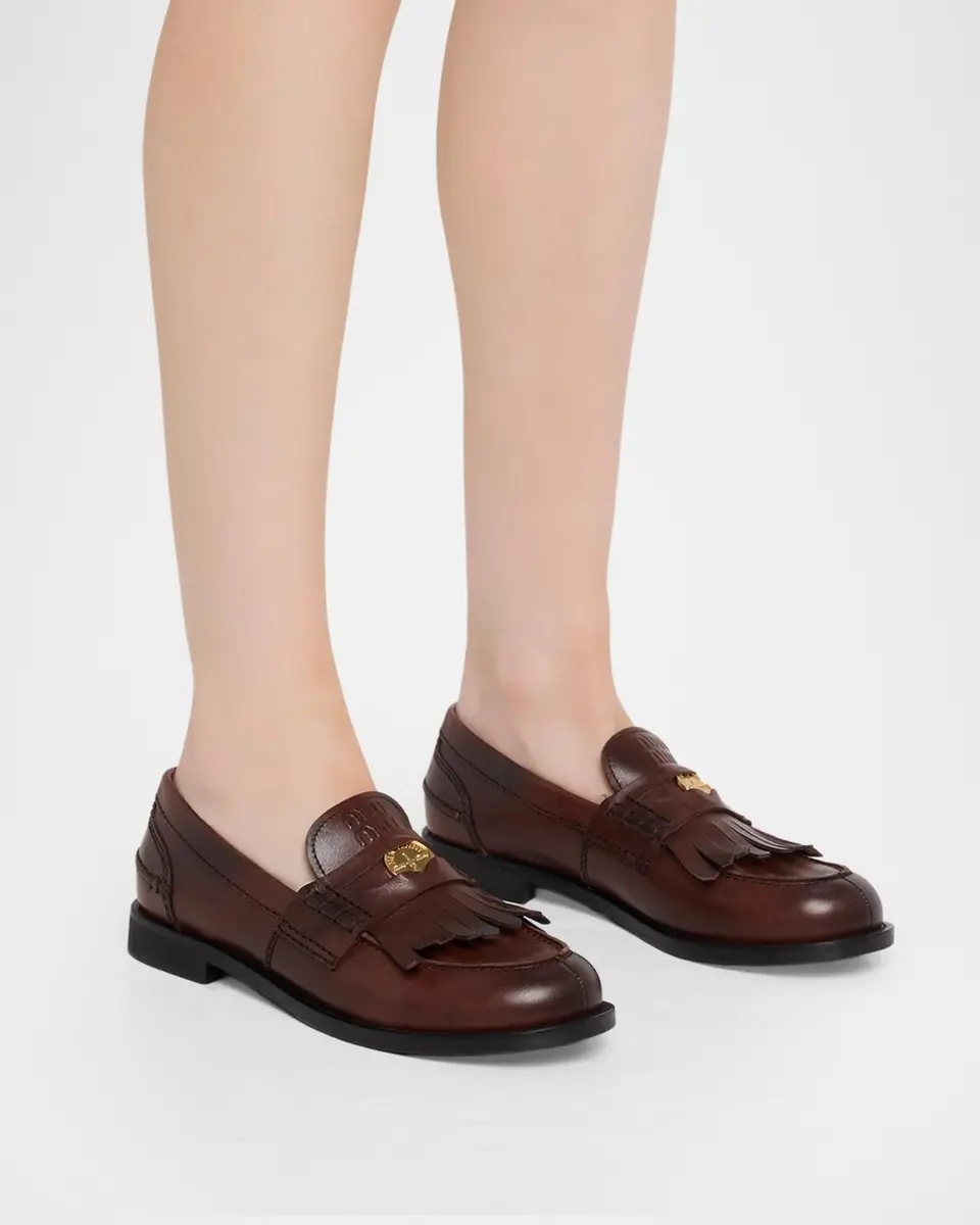 Miu Miu Fringed Leather Penny Loafers | Thumbnail 2 Miu Miu Fringed Leather Penny Loafers | Thumbnail 2