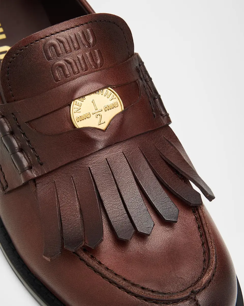 Miu Miu Fringed Leather Penny Loafers | Thumbnail 5 Miu Miu Fringed Leather Penny Loafers | Thumbnail 5