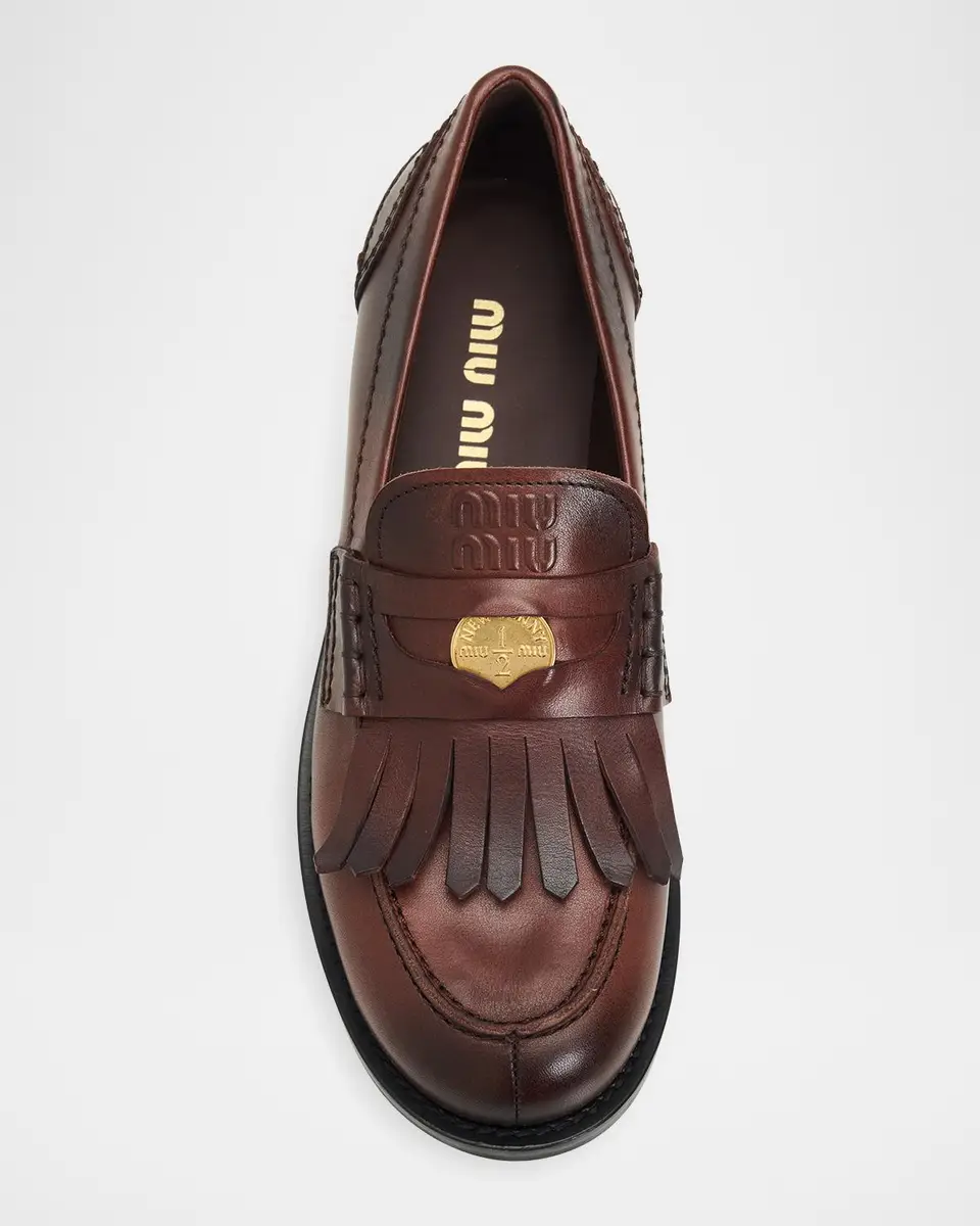 Miu Miu Fringed Leather Penny Loafers | Thumbnail 6 Miu Miu Fringed Leather Penny Loafers | Thumbnail 6