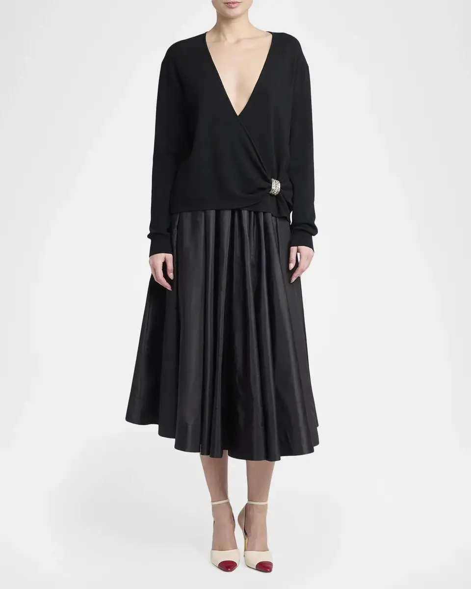 Valentino Garavani Silk Taffeta Full Midi Skirt | Thumbnail 2 Valentino Garavani Silk Taffeta Full Midi Skirt | Thumbnail 2