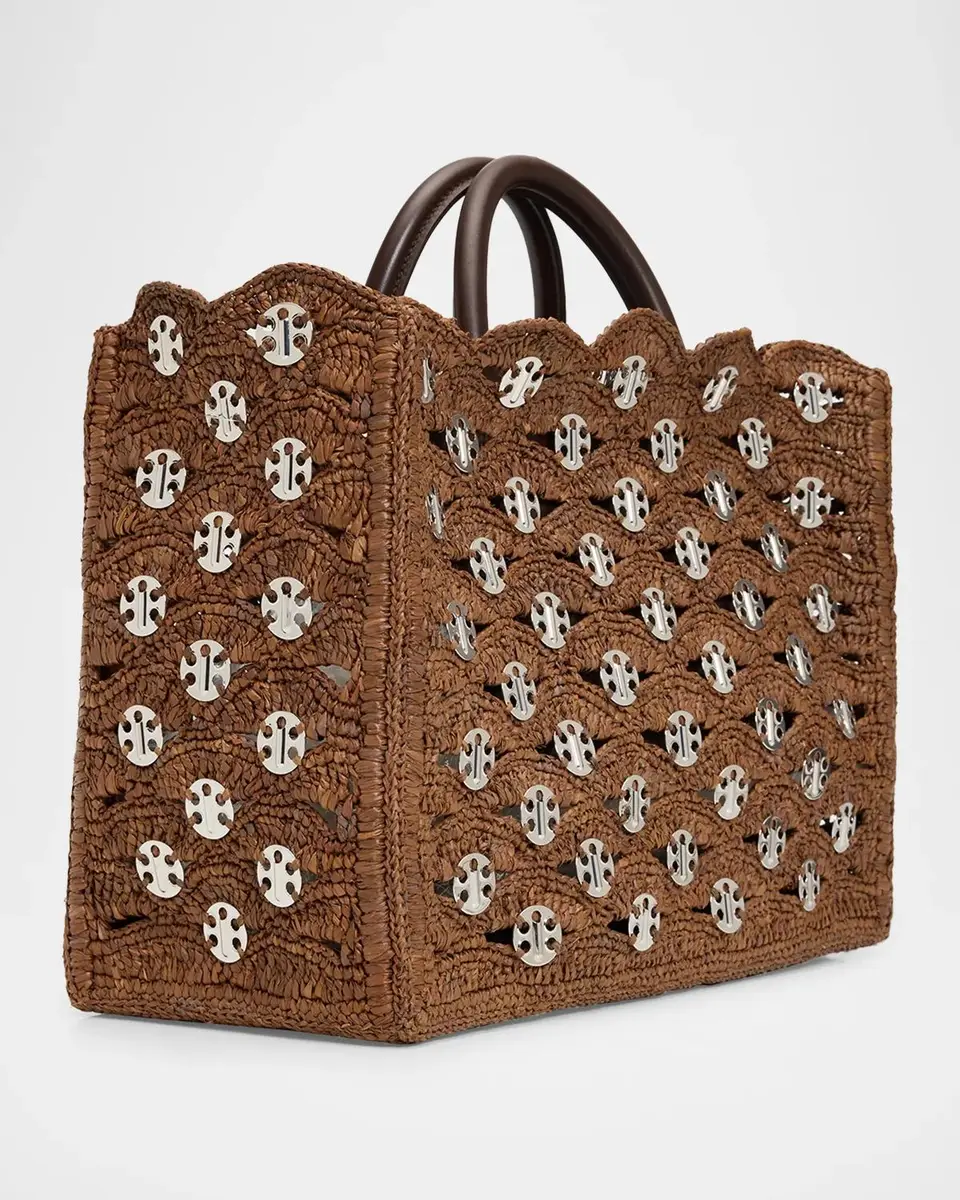 Rabanne Scalloped Disc-Embellished Raffia Tote Bag | Thumbnail 3 Rabanne Scalloped Disc-Embellished Raffia Tote Bag | Thumbnail 3