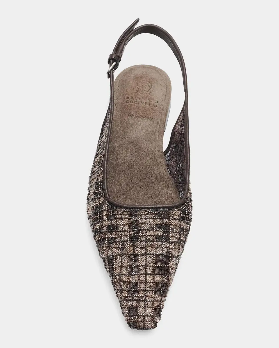 Brunello Cucinelli Monili Suede Check Slingback Flats | Thumbnail 3 Brunello Cucinelli Monili Suede Check Slingback Flats | Thumbnail 3