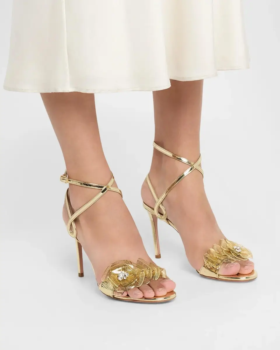Aquazzura 85mm Flora Mystica Metallic Sandals | Thumbnail 2 Aquazzura 85mm Flora Mystica Metallic Sandals | Thumbnail 2
