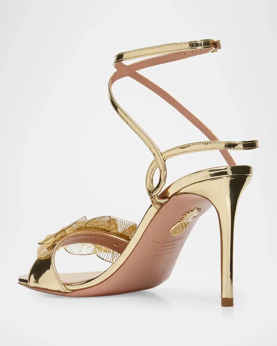 Aquazzura 85mm Flora Mystica Metallic Sandals | Thumbnail 4 Aquazzura 85mm Flora Mystica Metallic Sandals | Thumbnail 4