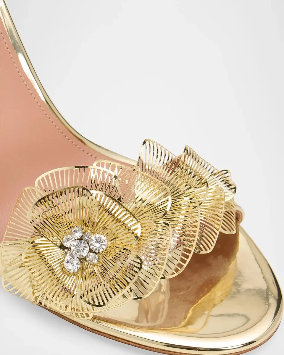 Aquazzura 85mm Flora Mystica Metallic Sandals | Thumbnail 5 Aquazzura 85mm Flora Mystica Metallic Sandals | Thumbnail 5