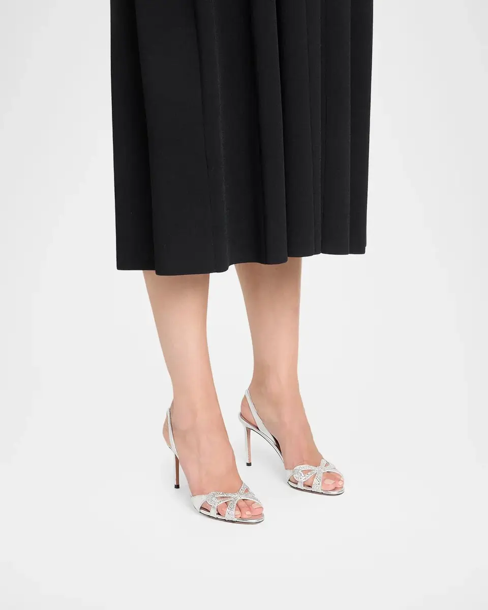 Aquazzura 85mm Metallic Leather Crystal Ribbon Kiss Slingback Sandals | Thumbnail 2 Aquazzura 85mm Metallic Leather Crystal Ribbon Kiss Slingback Sandals | Thumbnail 2