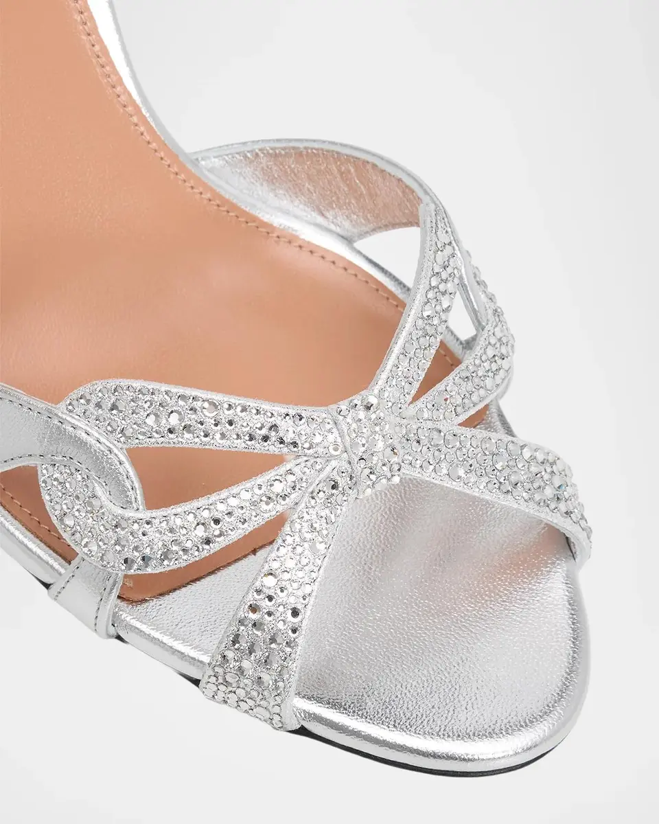 Aquazzura 85mm Metallic Leather Crystal Ribbon Kiss Slingback Sandals | Thumbnail 5 Aquazzura 85mm Metallic Leather Crystal Ribbon Kiss Slingback Sandals | Thumbnail 5