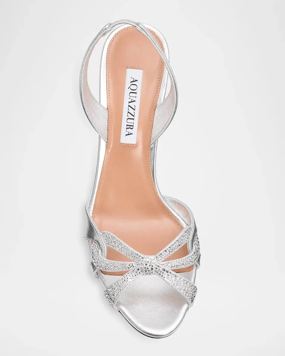 Aquazzura 85mm Metallic Leather Crystal Ribbon Kiss Slingback Sandals | Thumbnail 6 Aquazzura 85mm Metallic Leather Crystal Ribbon Kiss Slingback Sandals | Thumbnail 6