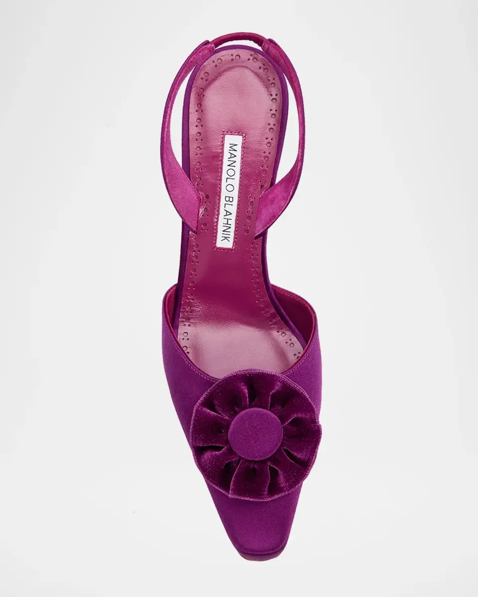 Manolo Blahnik 90mm Caulosli Satin Slingback Pumps | Thumbnail 4 Manolo Blahnik 90mm Caulosli Satin Slingback Pumps | Thumbnail 4