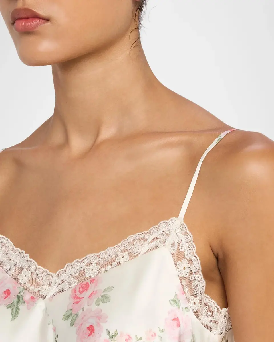 Simone Rocha Floral Satin Tiered Ruffle Midi Slip Dress | Thumbnail 5