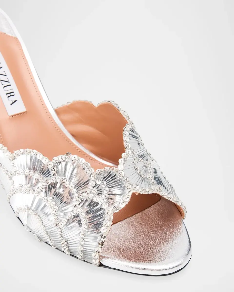 Aquazzura 75mm Ce Soir Embellished Metallic Mules | Thumbnail 5