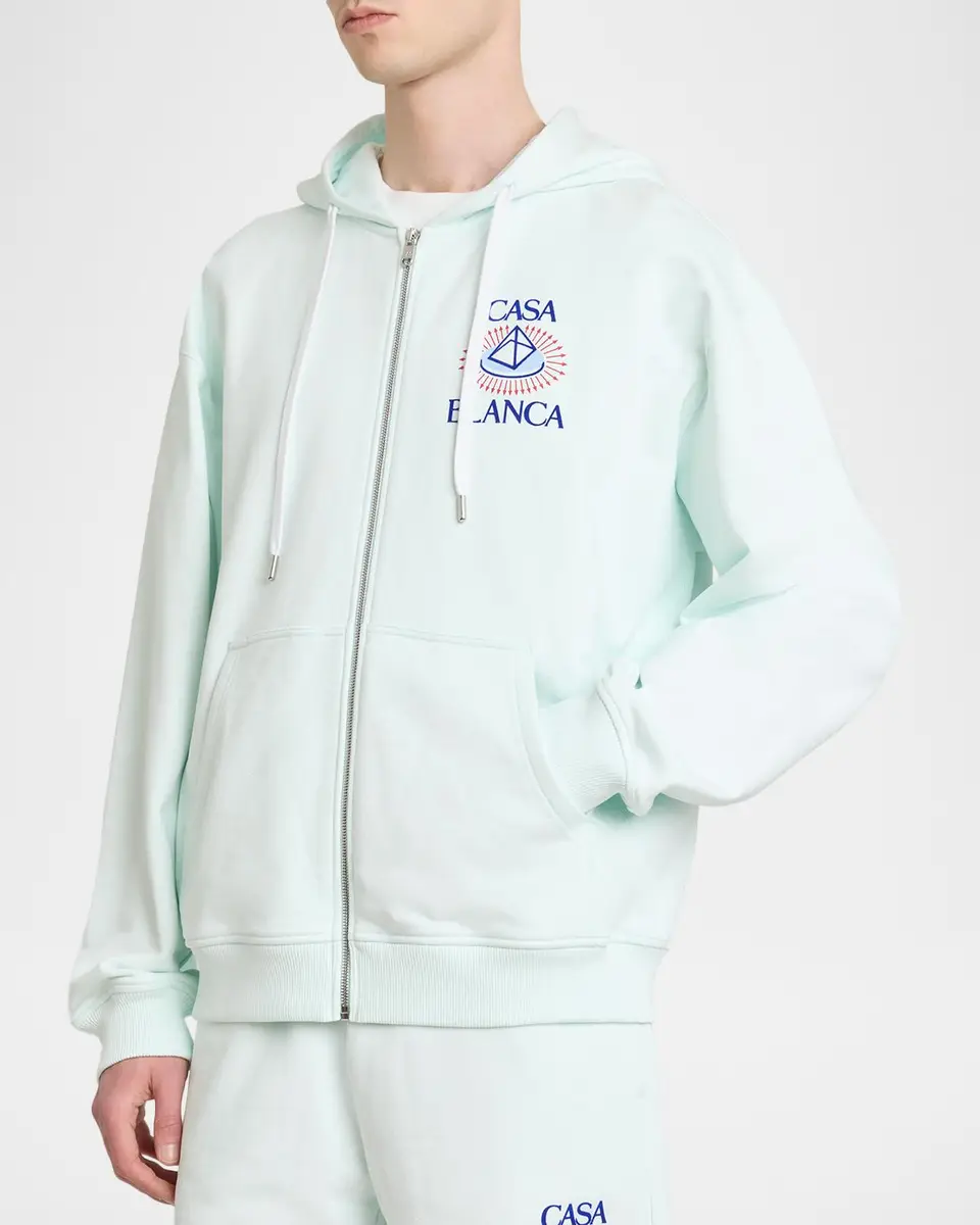 Casablanca Men's Graphic Cotton Zip-Front Hoodie | Thumbnail 4