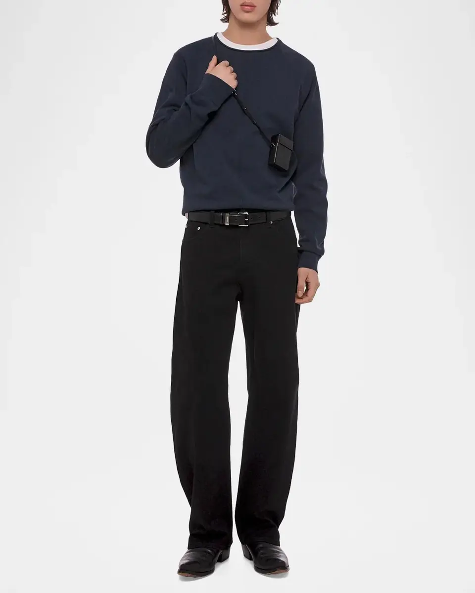 Helmut Lang Men's Cotton Raw-Edge Crewneck Sweater | Thumbnail 2 Helmut Lang Men's Cotton Raw-Edge Crewneck Sweater | Thumbnail 2