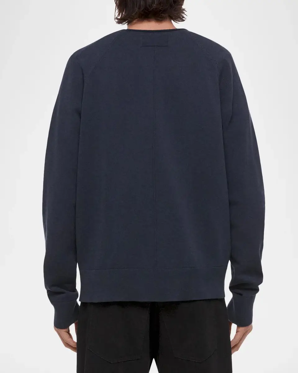 Helmut Lang Men's Cotton Raw-Edge Crewneck Sweater | Thumbnail 3 Helmut Lang Men's Cotton Raw-Edge Crewneck Sweater | Thumbnail 3
