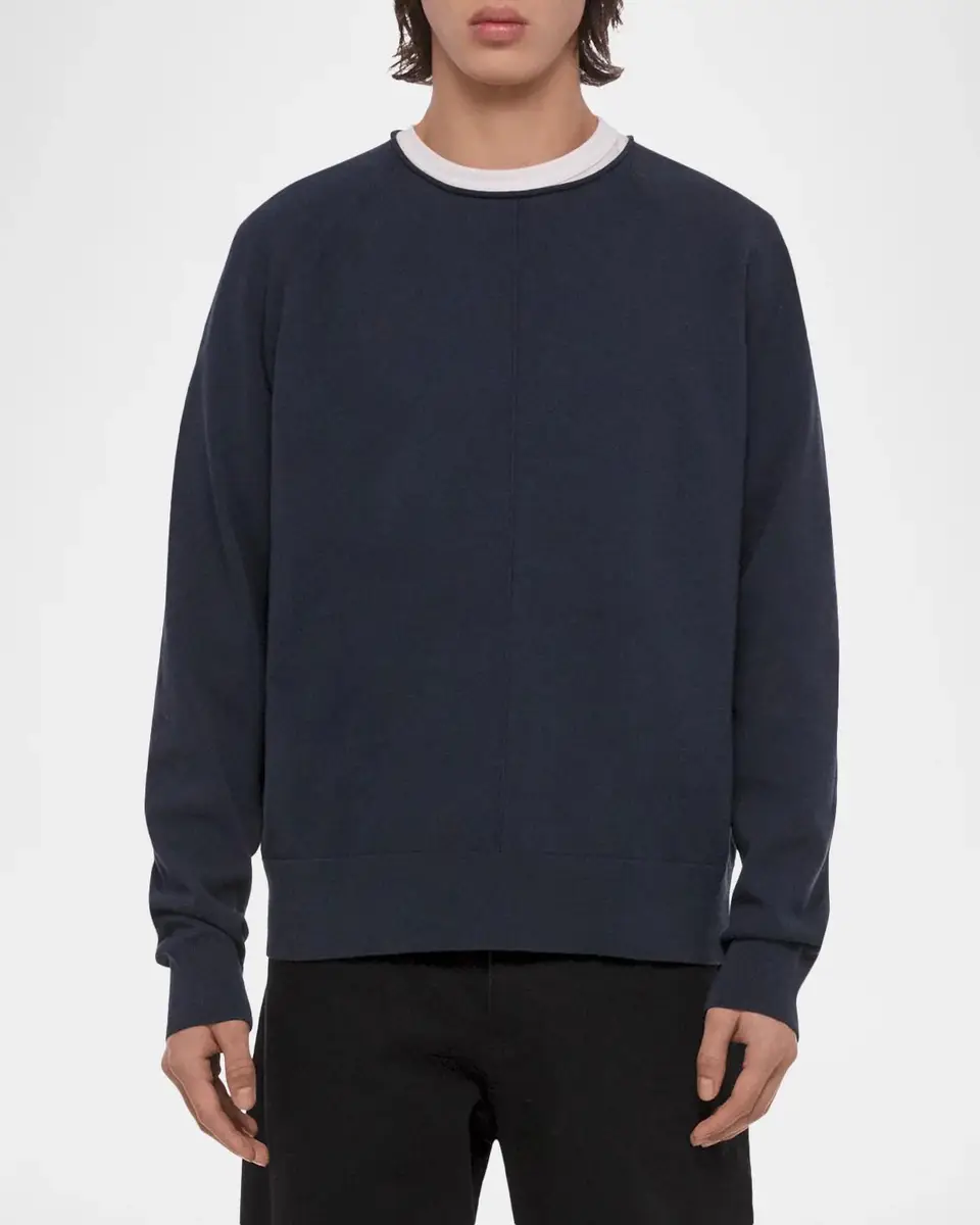 Helmut Lang Men's Cotton Raw-Edge Crewneck Sweater | Thumbnail 4 Helmut Lang Men's Cotton Raw-Edge Crewneck Sweater | Thumbnail 4