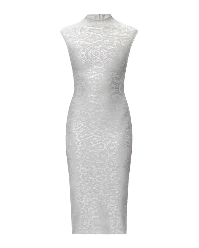 Hervé Léger Anita Printed Sheath Midi Dress
