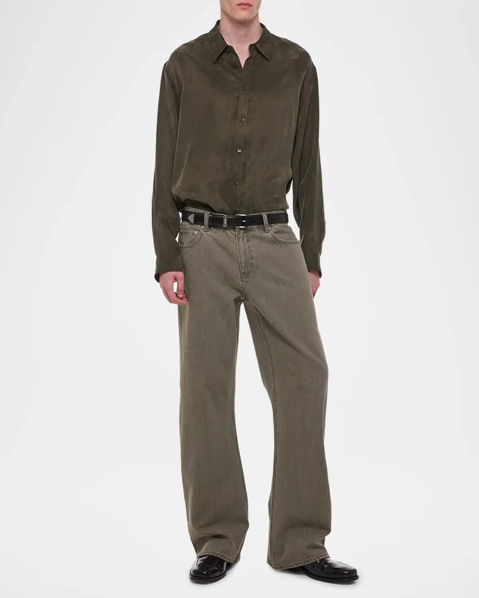 Helmut Lang Men's Fluid Lyocell and Viscose Button-Down Shirt | Thumbnail 2