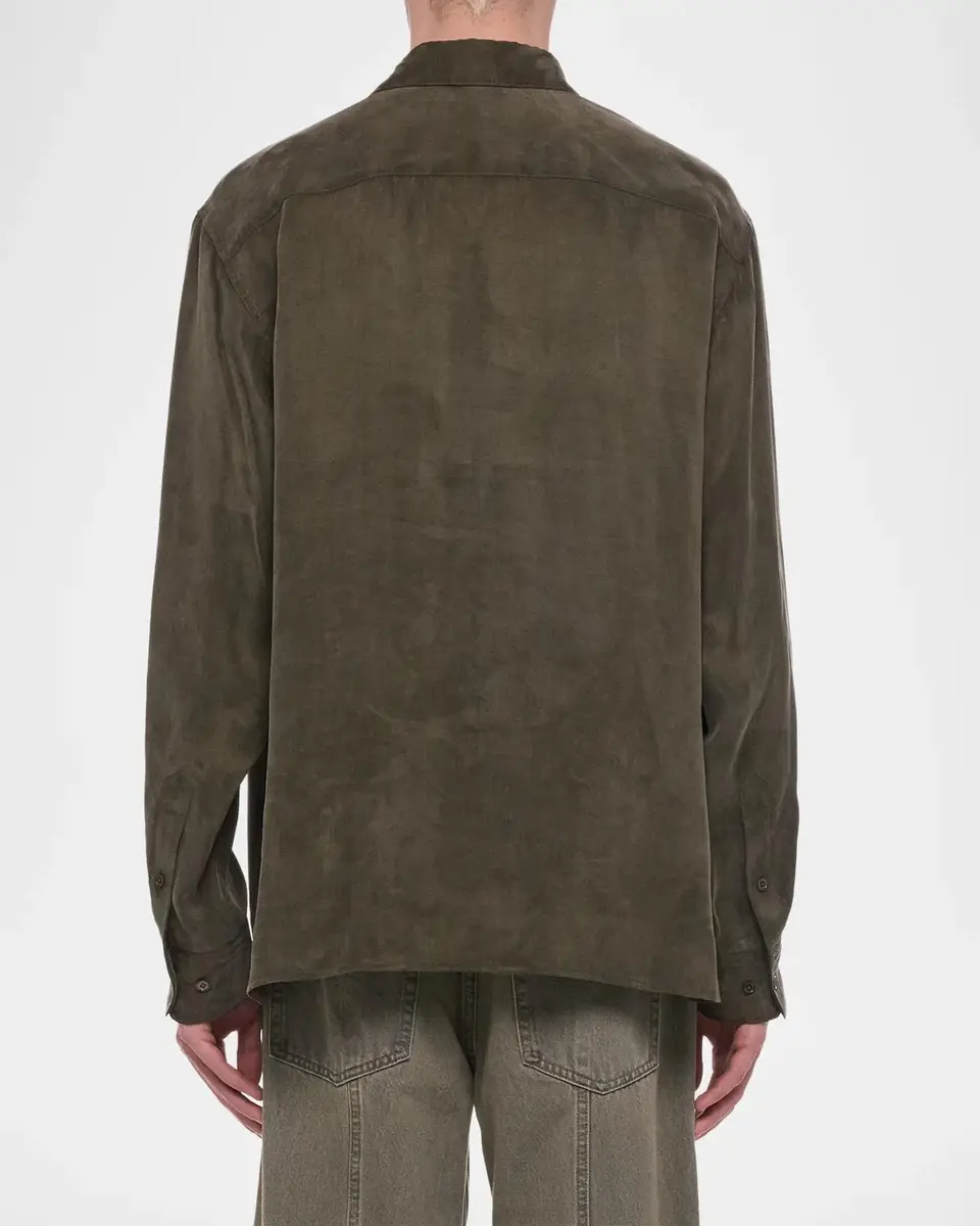 Helmut Lang Men's Fluid Lyocell and Viscose Button-Down Shirt | Thumbnail 3