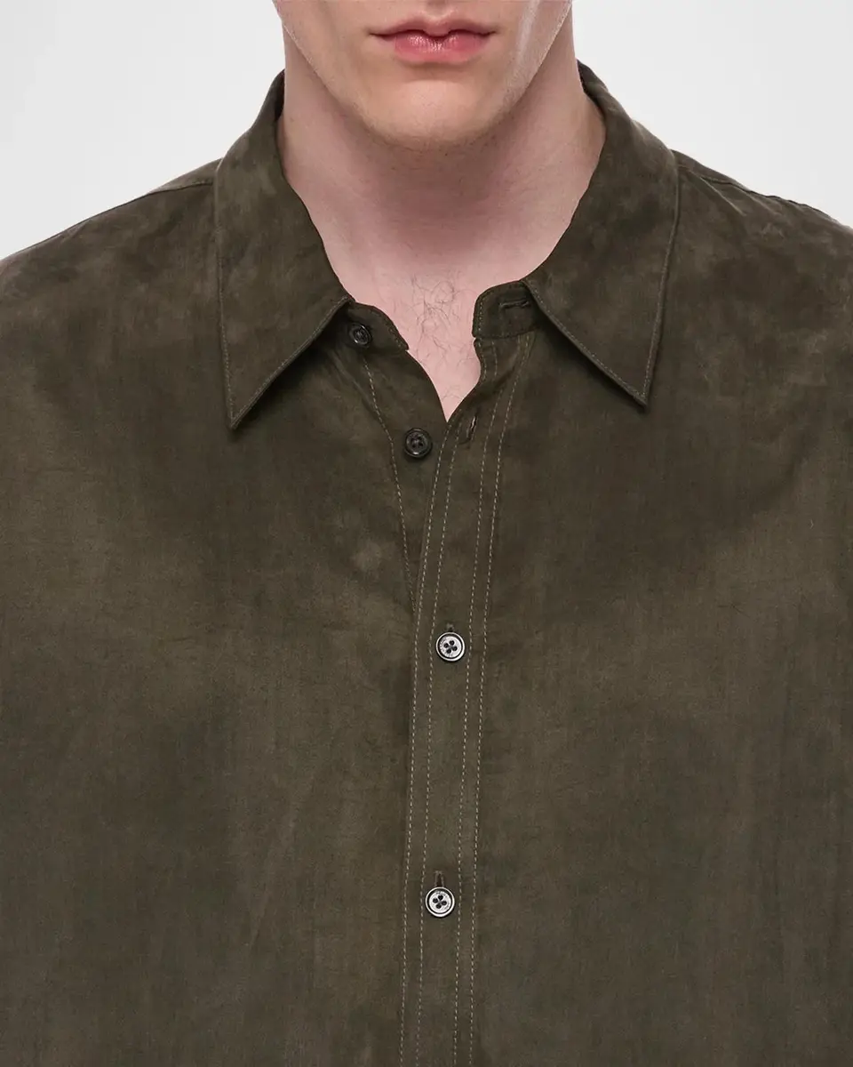 Helmut Lang Men's Fluid Lyocell and Viscose Button-Down Shirt | Thumbnail 5