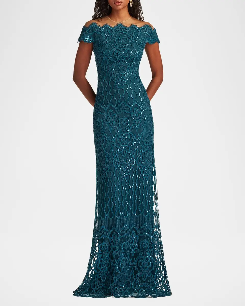 Tadashi Shoji Illusion Sequin Column Gown | Thumbnail 2