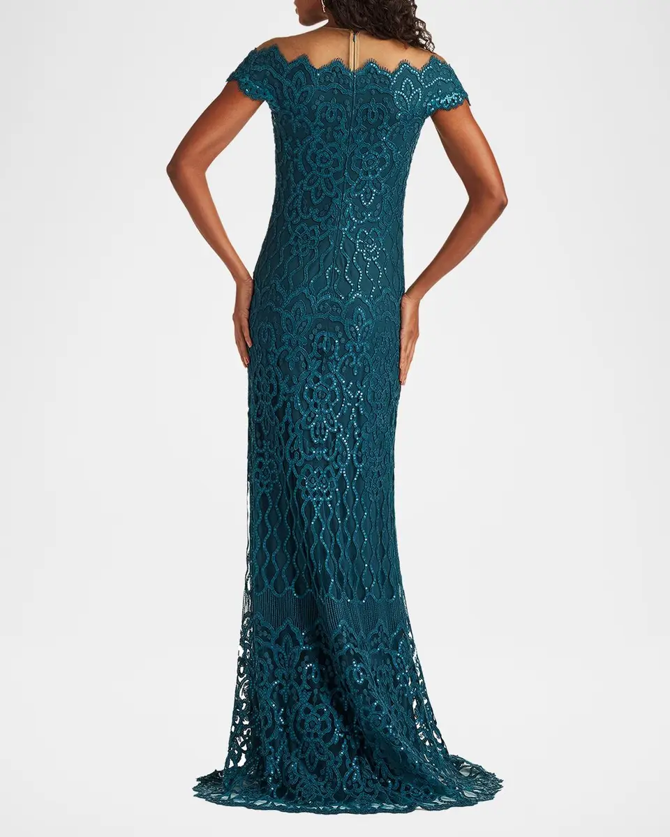 Tadashi Shoji Illusion Sequin Column Gown | Thumbnail 3