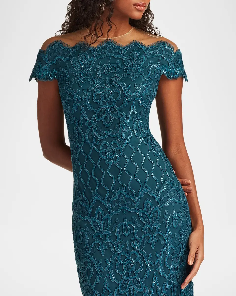 Tadashi Shoji Illusion Sequin Column Gown | Thumbnail 4