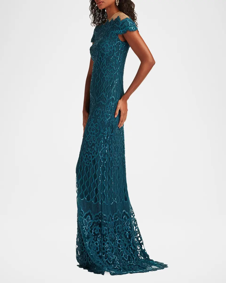 Tadashi Shoji Illusion Sequin Column Gown | Thumbnail 5