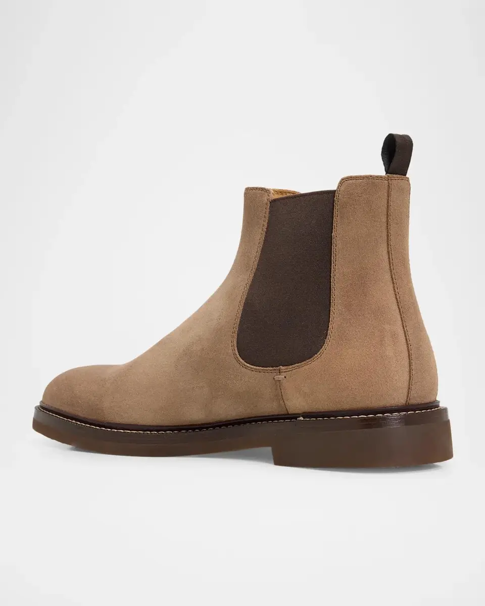 Brunello Cucinelli Men's Suede Rubber-Sole Chelsea Boots | Thumbnail 2 Brunello Cucinelli Men's Suede Rubber-Sole Chelsea Boots | Thumbnail 2
