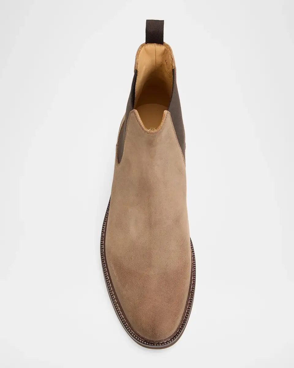 Brunello Cucinelli Men's Suede Rubber-Sole Chelsea Boots | Thumbnail 4 Brunello Cucinelli Men's Suede Rubber-Sole Chelsea Boots | Thumbnail 4