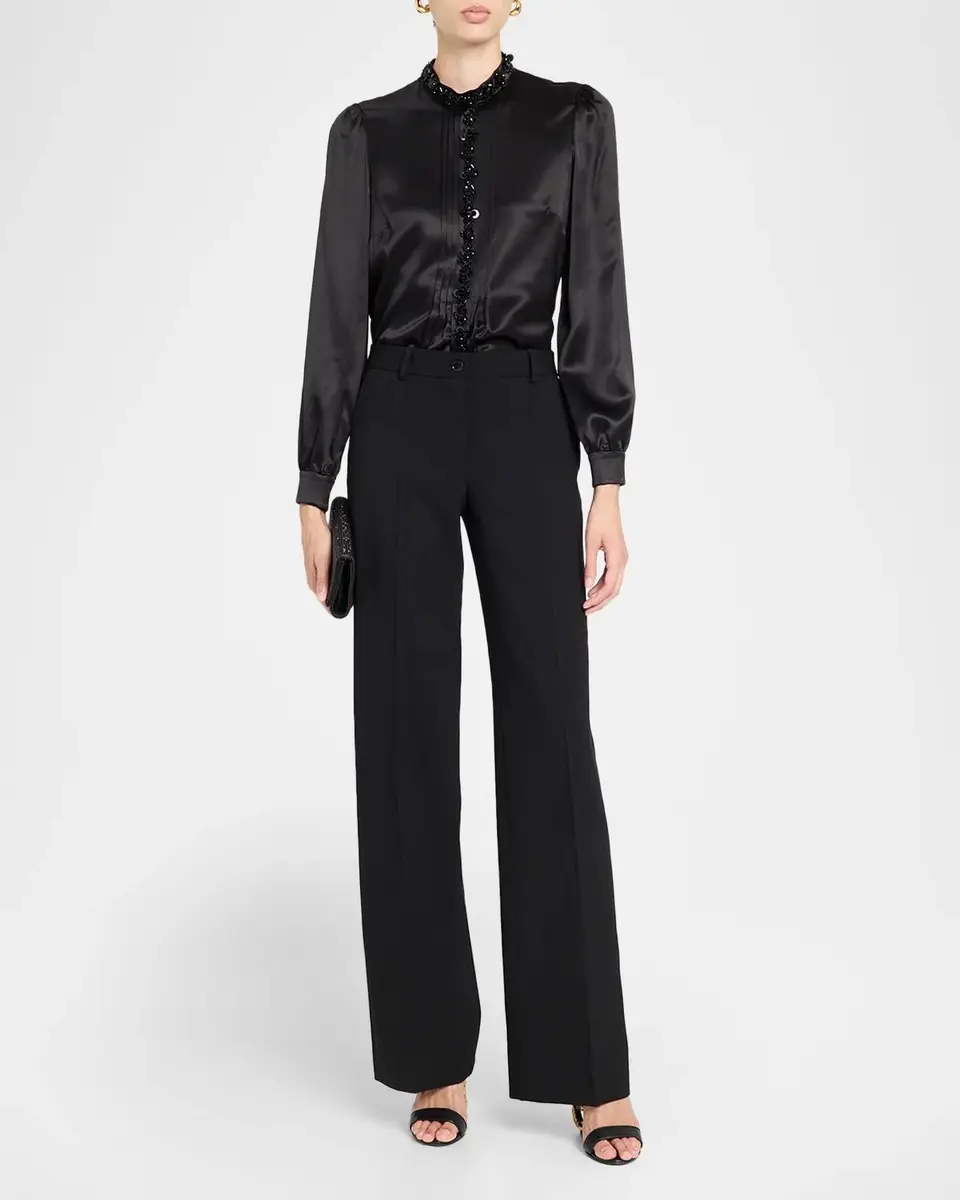 Dolce & Gabbana Micro Canette Straight-Leg Trousers | Thumbnail 2 Dolce & Gabbana Micro Canette Straight-Leg Trousers | Thumbnail 2